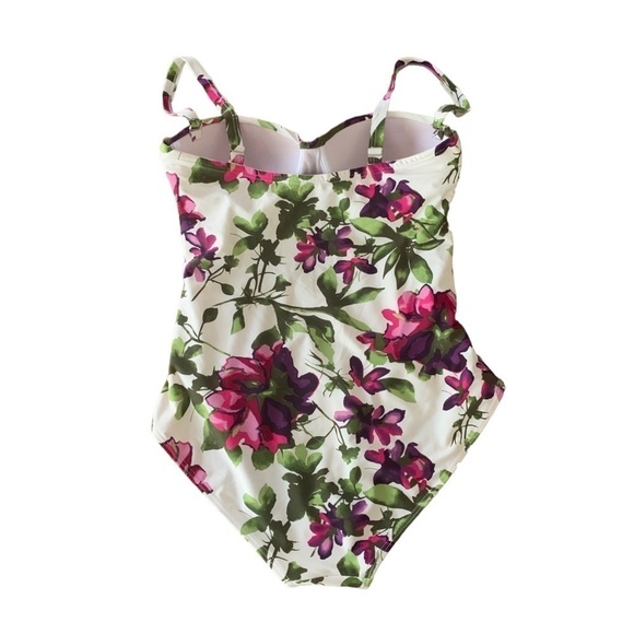 Togs of Australia Swimwear Floral Green Pink Slimming One Piece Sz 8 - Picture 2 of 6